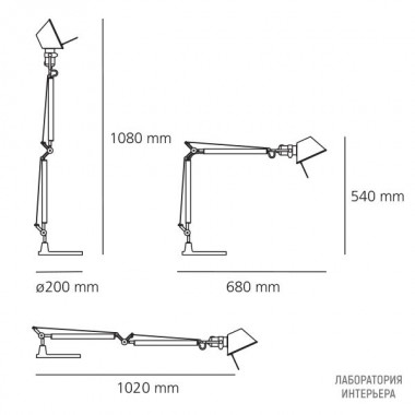 Artemide A005940 — Корпус для настольного светильника Tolomeo Mini Table - Black - Body Lamp