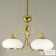 Orion LU 1462 2 gold-Zug 386 opal-gold — Потолочный подвесной светильник Empire chandelier, 24K gold plated, with 2 opal glasses and pulley/weight
